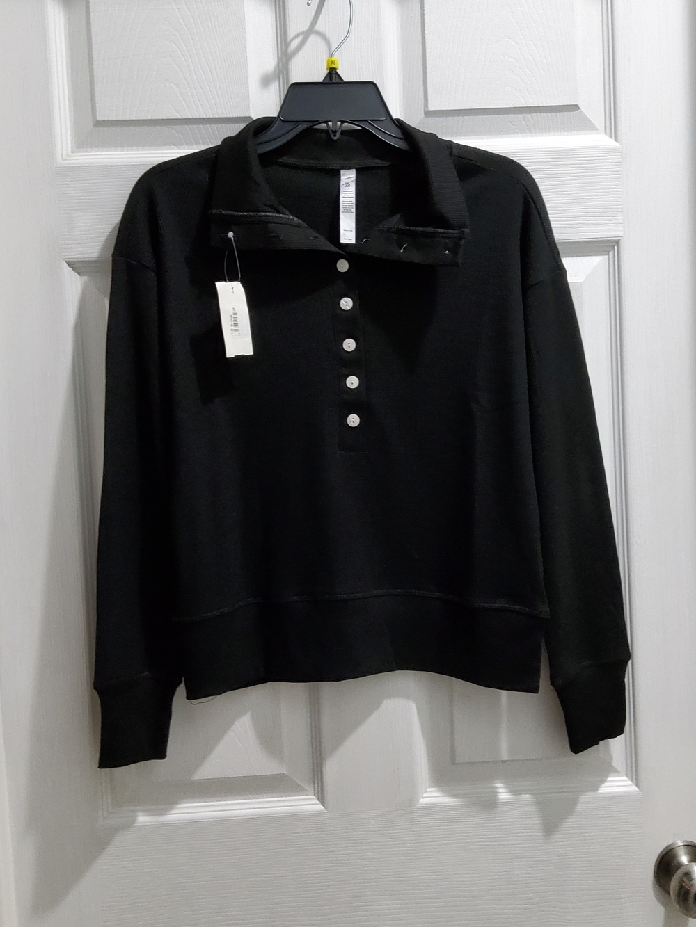 Women's Black Button-Front Pullover Top